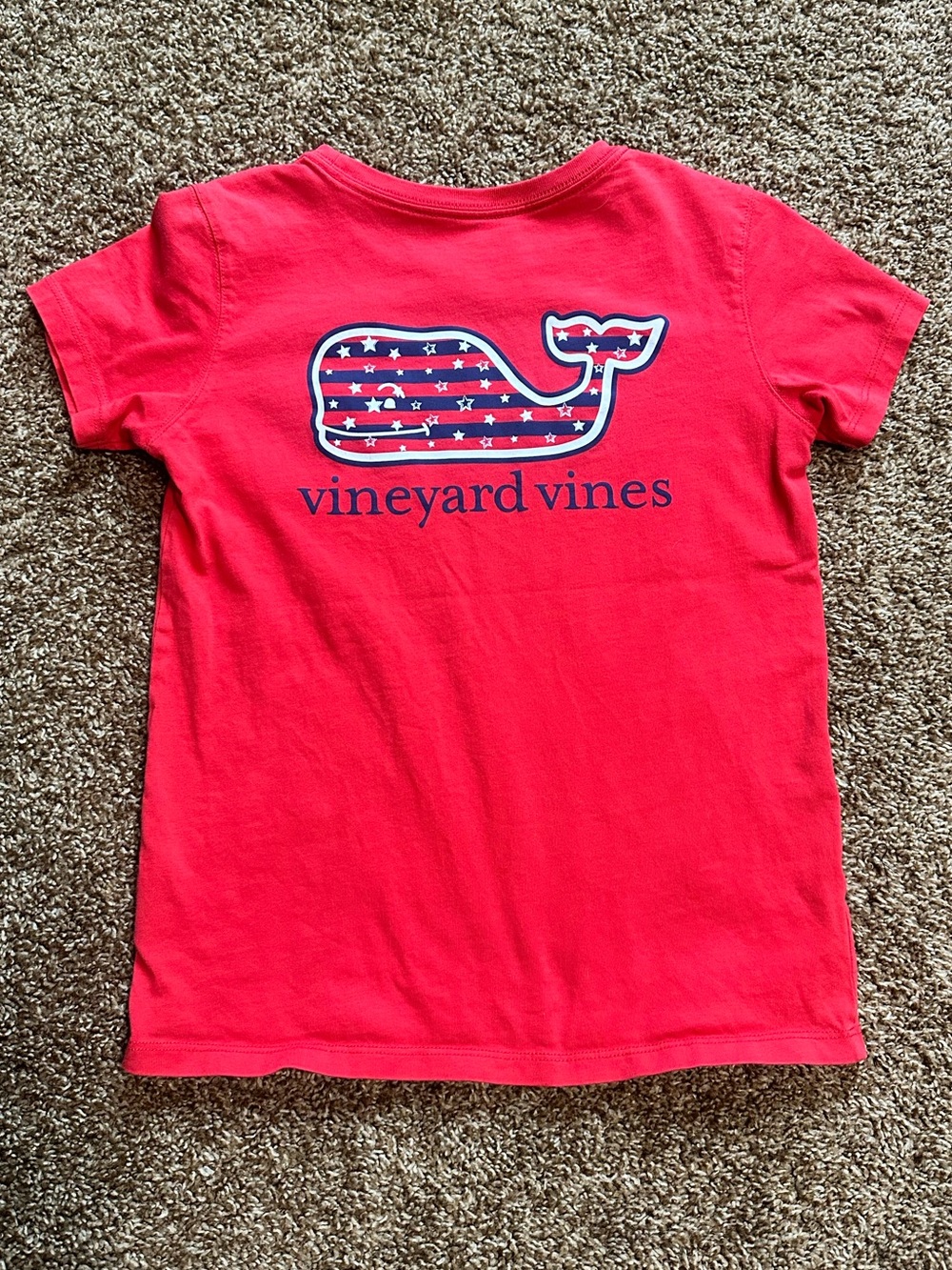 Vineyard Vines Girls Red Whale Flag Short-Sleeve Tee